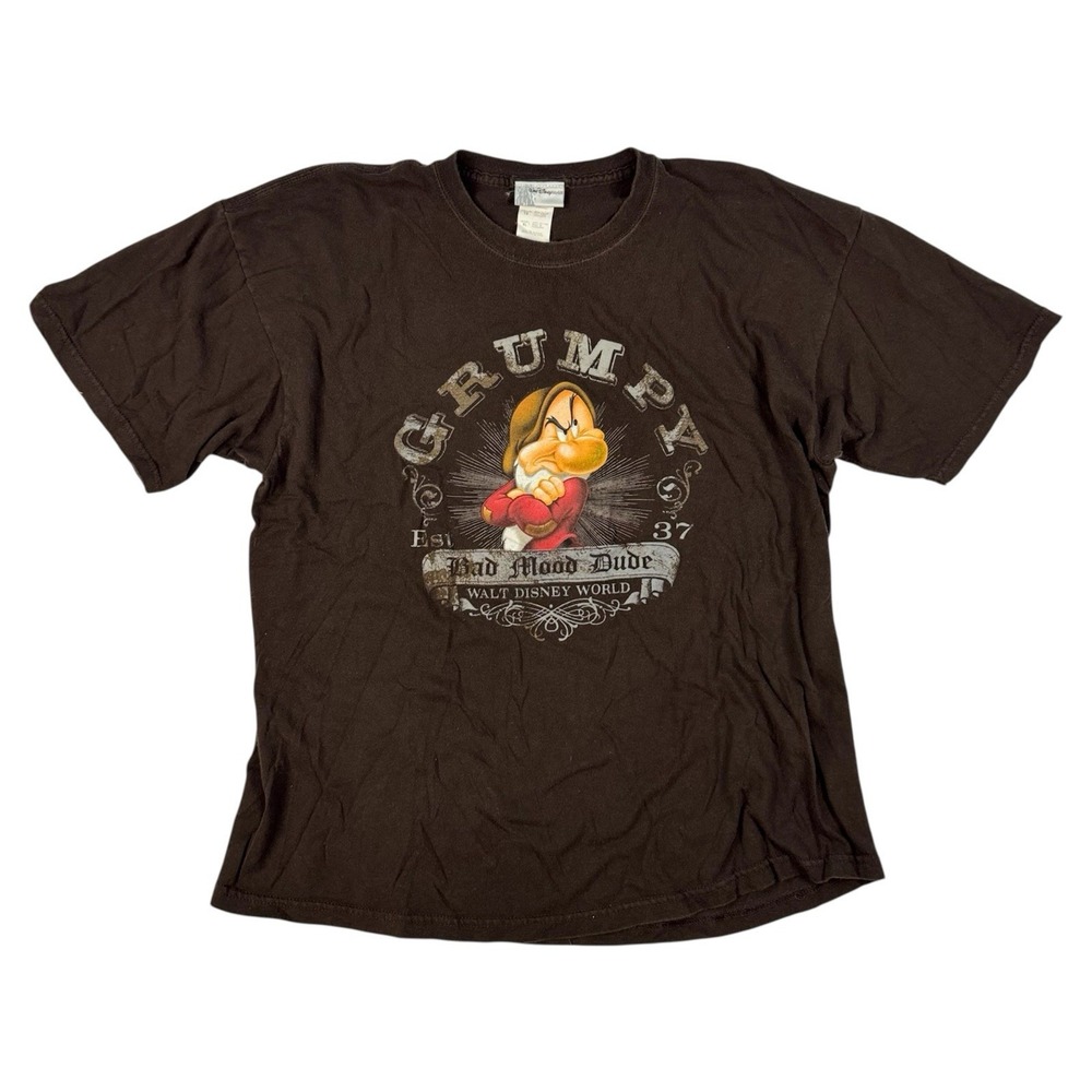 Vintage‎ Disney Snow White Grumpy Bad Mood T-Shirt Brown Mens Size XL